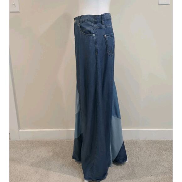 Inc International Concepts Sz 8 Whimsigoth Chambray Denim Patchwork Maxi Skirt - Picture 7 of 15